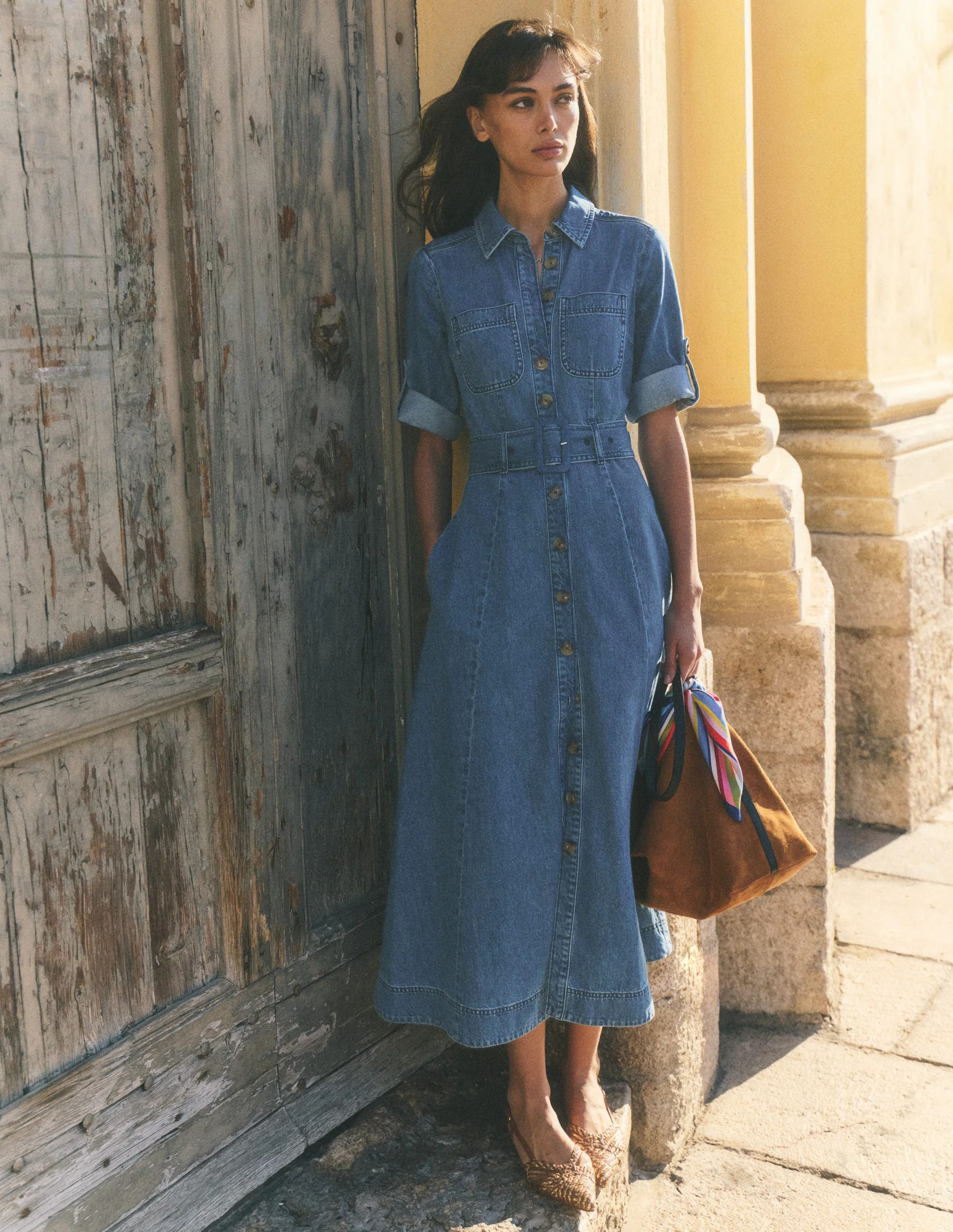 Denim Midi Shirt Dress-Light Vintage | Boden (US)