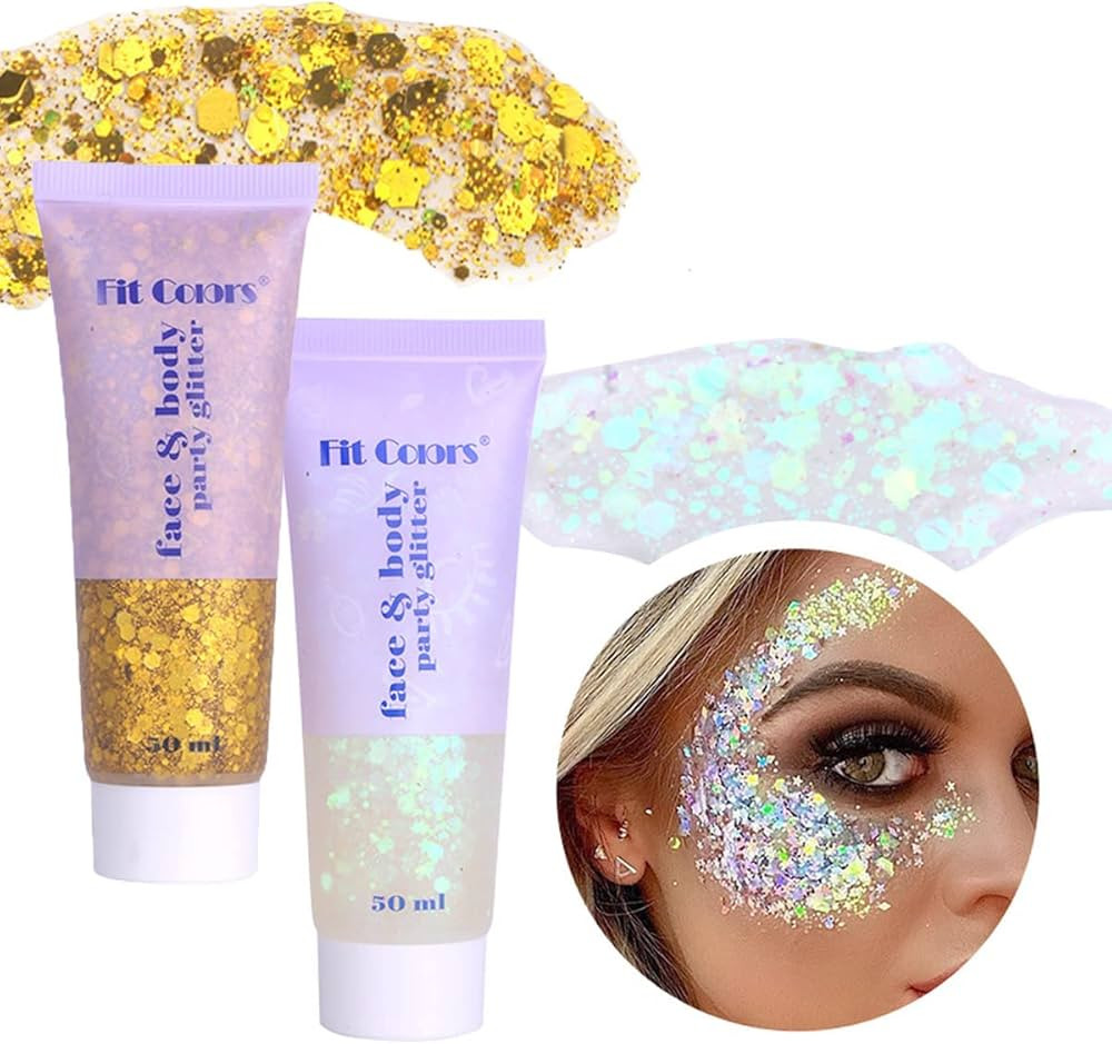 MEICOLY 2pcs Body Glitter,Mermaid Sequins Liquid Holographic Glitter Gel,Chunky Glitter Face Eye ... | Amazon (US)