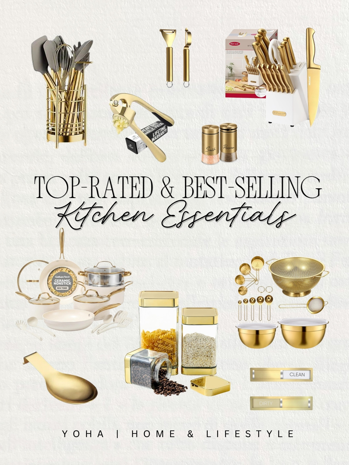 Upgrade your kitchen with these top-rated gold kitchen essentials. From elegant cookware and knife sets to practical tools and storage solutions, these best-selling Amazon finds add a luxury look for less while keeping your kitchen organized, functional, and stylish. Everything linked below for you! 🫶 

 #LTKHome #LTKSaleAlert