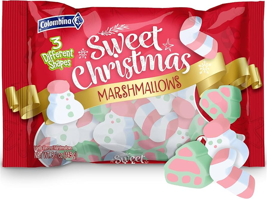 Colombina Sweet Christmas Marshmallows, Soft, Assorted Vanilla Bean Marshmallows, Christmas Trees... | Amazon (US)
