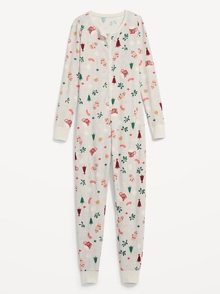 Matching Printed Thermal-Knit One-Piece Pajamas for Women | Old Navy (US)