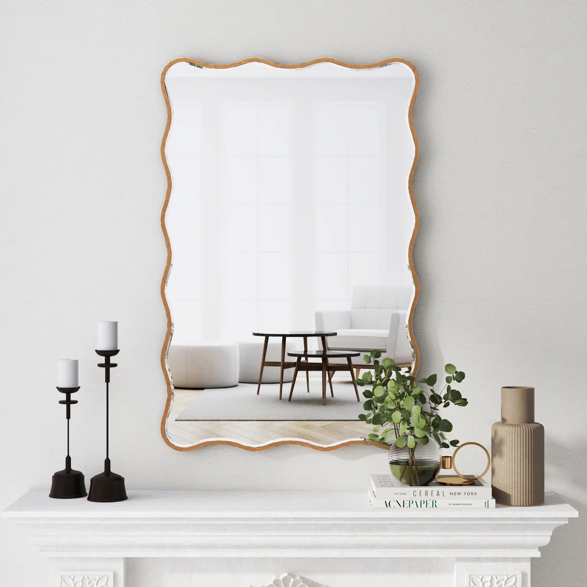 Blue Elephant Wavy Metal Framed Wall Accent Mirror in Gold | Wayfair.co.uk | Wayfair UK