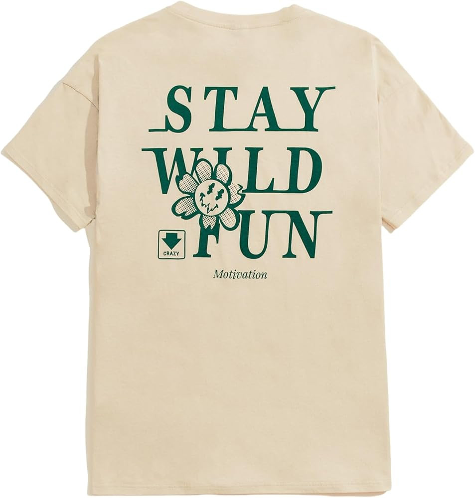 SOLY HUX Men's Graphic Letter Print Short Sleeve Tees Summer Casual Round Neck T Shirts Tops Beig... | Amazon (US)