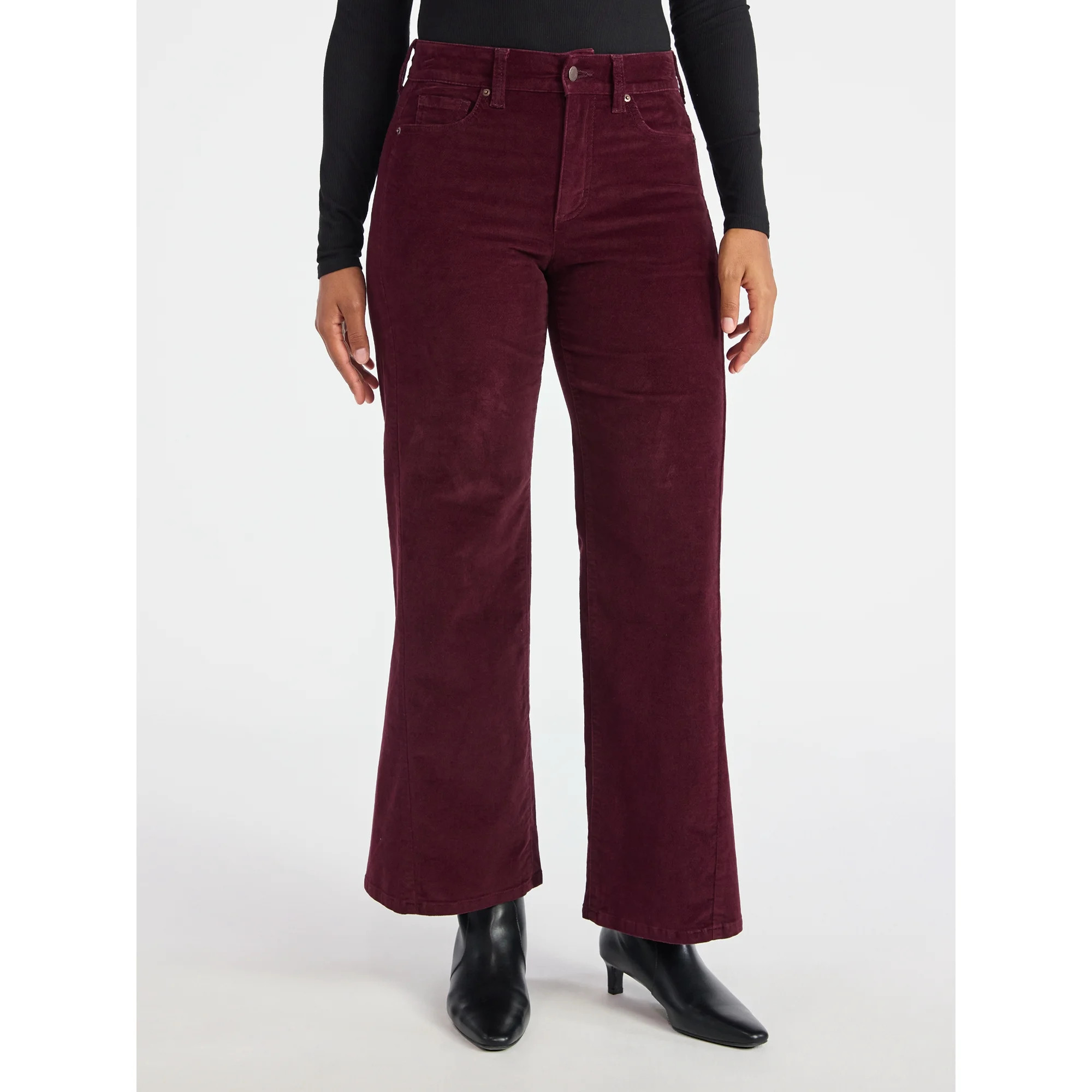 Time and Tru Women's Velvet Wide Leg Pants, 32" Inseam, Size 0-20 | Walmart (US)