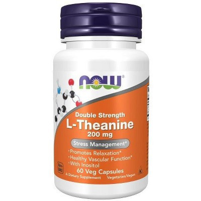 L Theanine, 200 mg, Double Strength by Now Foods  -  60 VegCap | Target