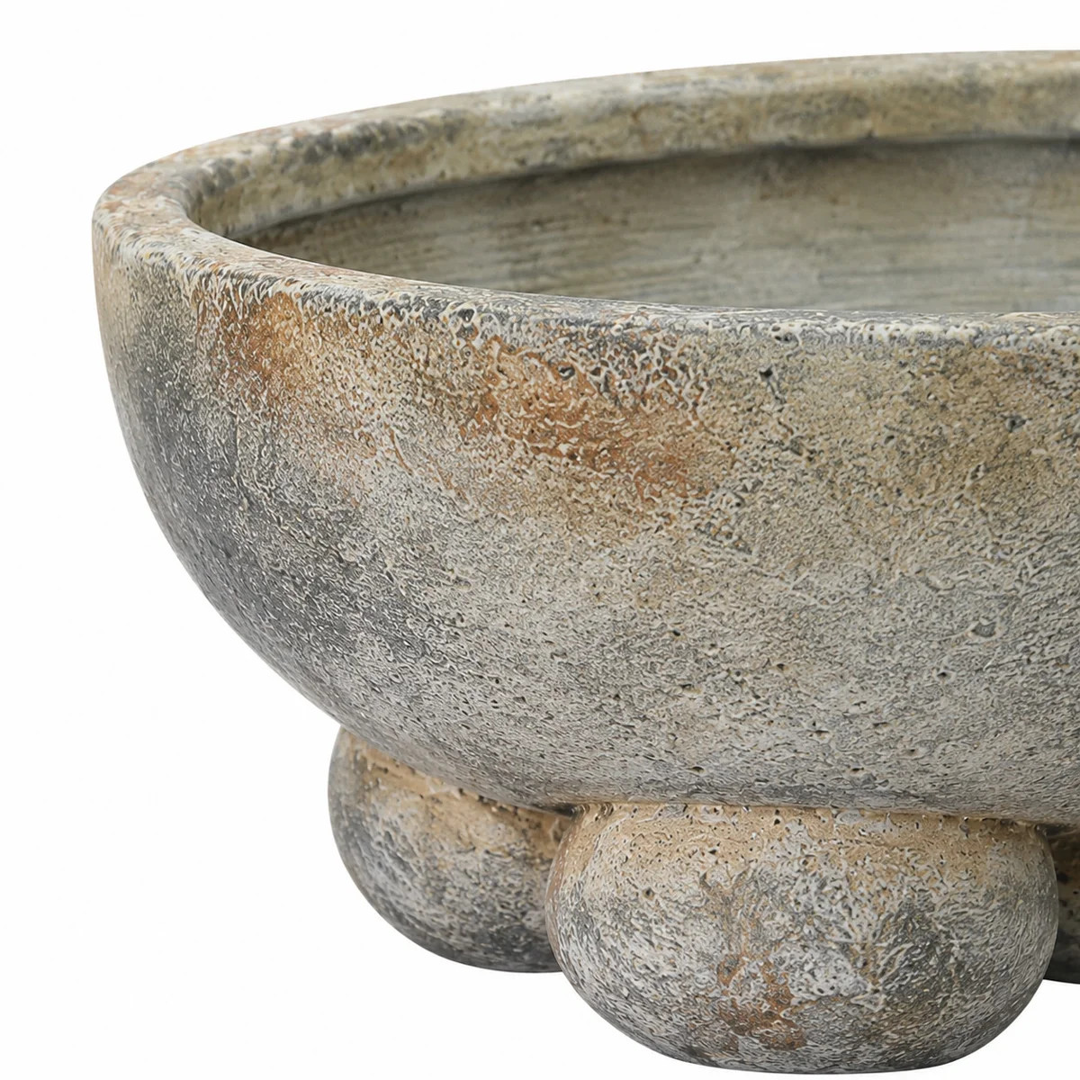 Cole and Grey Ceramic Dark Gray Large Decorative Bowl with Brown Accents and Three Round Legs | Wayfair North America