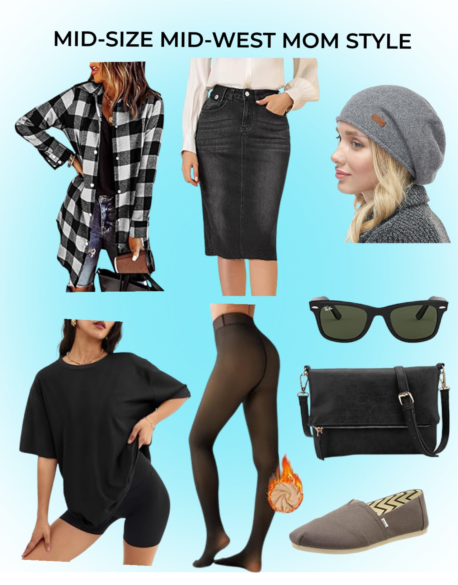 Millenialcore at it’s finest, my favorite thing to do in winter is layer and grunge style for those slushy wet midwest winter days. A cute Shacket (a shirt jacket) in black and white flannel and an oversized tee. I pair it with a skirt and my favorite illusion fleece lined tights. Top it off with a beanie, Ray bans, cross body bag and a comfy slip on shoe or Doc Martins.

#LTKStyleTip #LTKOver40 #LTKMidsize