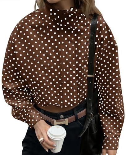 Tankaneo Womens Polka Dot Zip Up Cropped Jackets | Amazon (US)