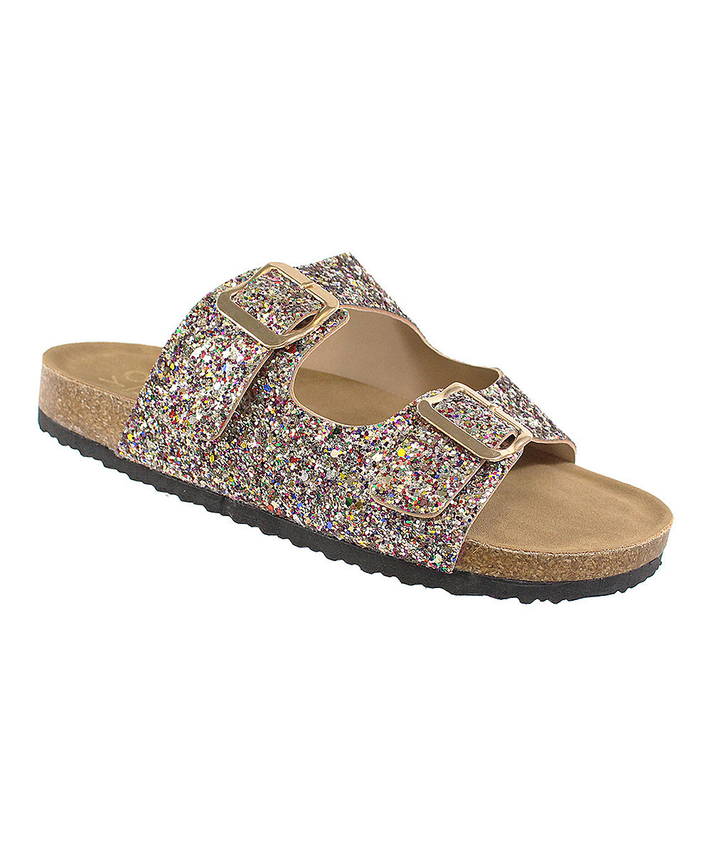Yoki Women's Sandals MULTICOLOR - Rainbow Glitter Double-Strap Gian Sandal | Zulily