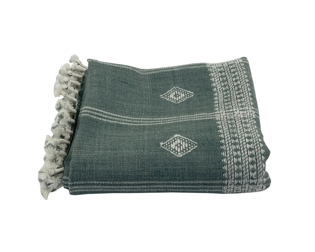 PAVAN | Grey Green Indian Wool Throw, Bhujodi Wool Throw, Indian Throw, Vintage Handwoven Throw, ... | Etsy (CAD)
