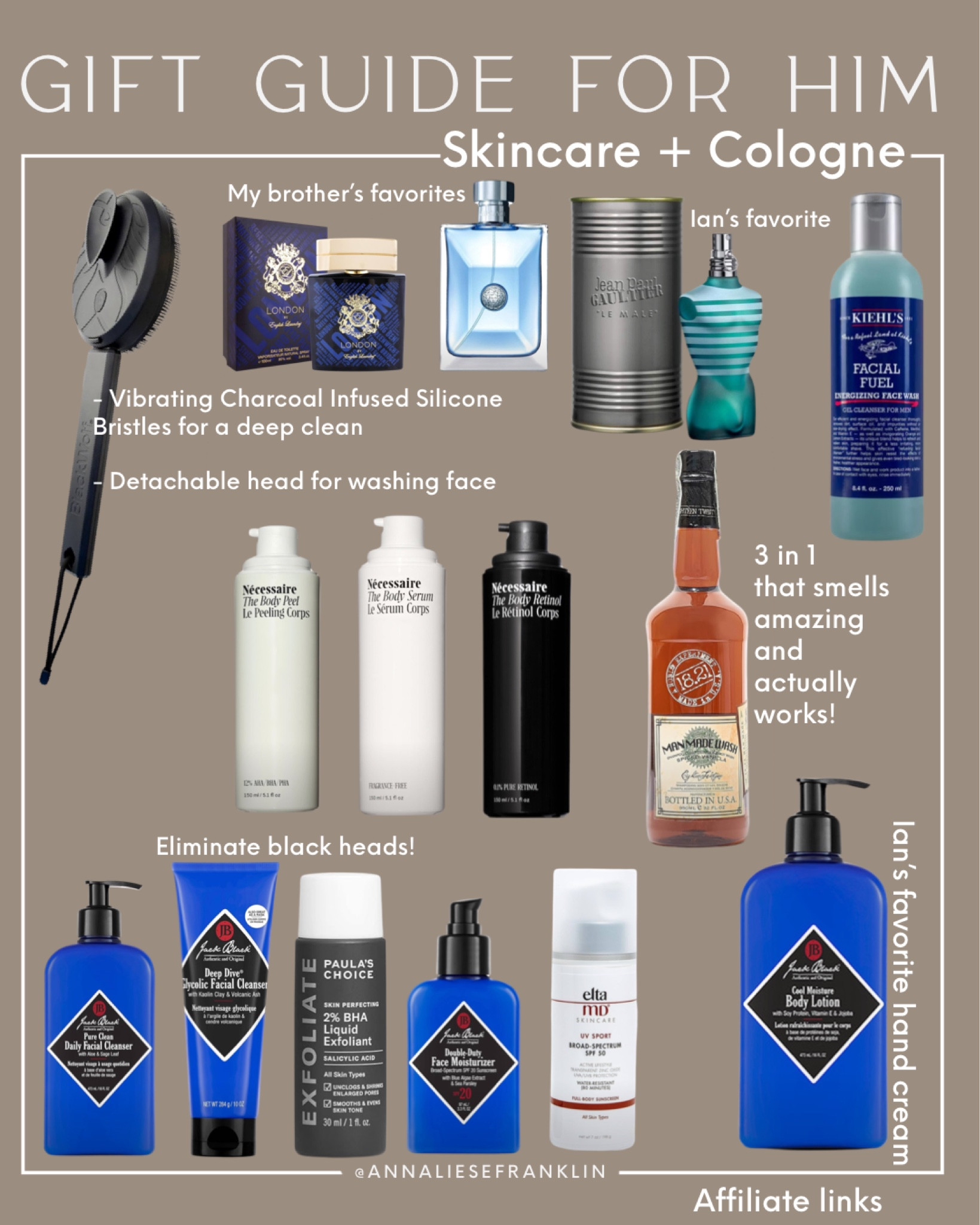 Gifts for him • gift guide for him • skincare for him • men’s cologne • sonic face scrubber • sonic body scrubber • black head eliminator • men’s exfoliation • shaving gel • men’s 3 in one • men’s grooming • men’s shampoo conditioner and body wash • skincare routine • hand cream • 

#LTKGiftGuide #LTKbrasil #LTKbeauty