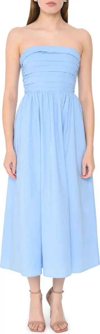 WAYF Sammie Pleat Strapless Stretch Cotton Sundress | Nordstrom | Nordstrom