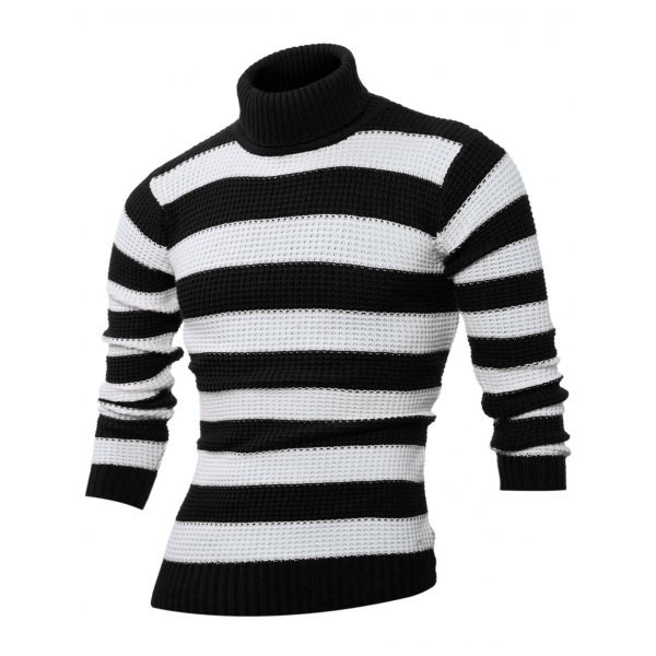 Turtle Neck Long Sleeves Striped Sweater | Rosewholesale USA