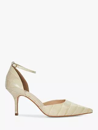 Dune Characters Leather Court Shoes, Cream | John Lewis (UK)