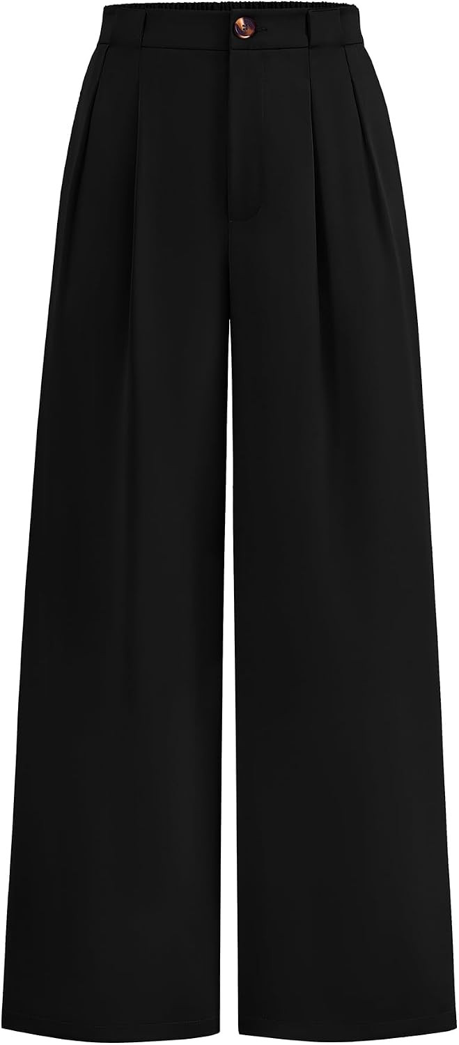 KIRUNDO Wide Leg Pants for Women 2026 Dressy High Waisted Button Trousers | Amazon (US)