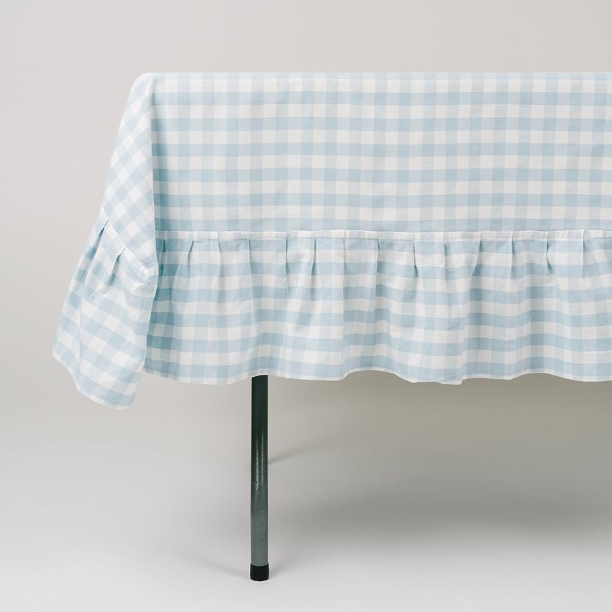 Square Tablecloth - Cotton 60 x 60 inch Ruffled Table Cloth - Indoor or Outdoor Kitchen Dining - ... | Amazon (US)