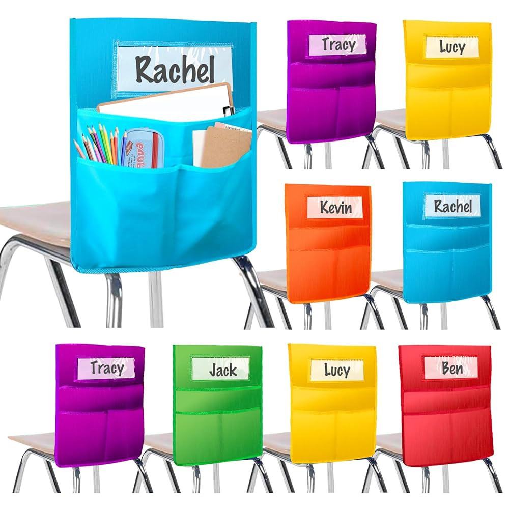 12 Pack Chairback Buddy Pocket Chart, Chair Pockets for Classrooms, Seat Pocket Chart with 3 Heav... | Amazon (US)