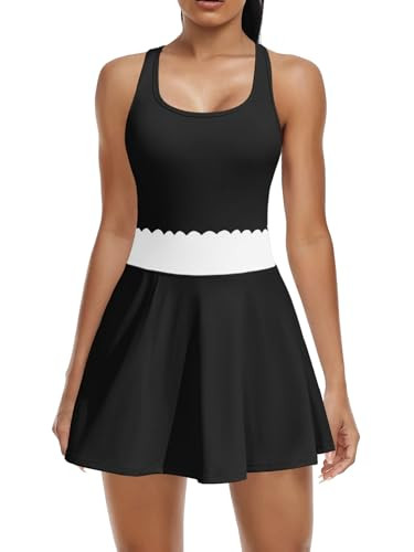 ATTRACO Women's 2 Piece Tennis Dress with Built-in Shorts Scalloped Golf Dress Racerback Athletic... | Amazon (US)