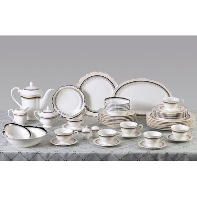 Lorren Home Trends Dalilah 54 Piece Bone China Dinnerware Set, Service for 8 | Wayfair North America