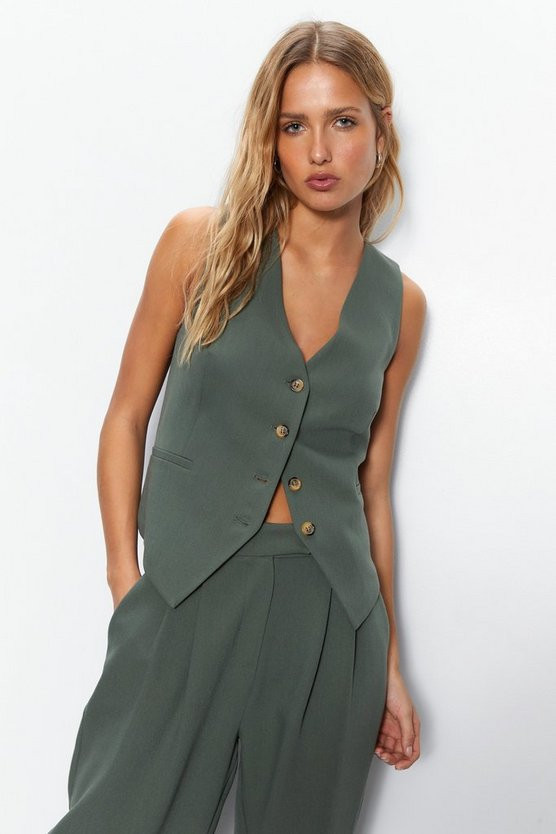 Petite Tailored Fitted Waistcoat | Warehouse UK & IE