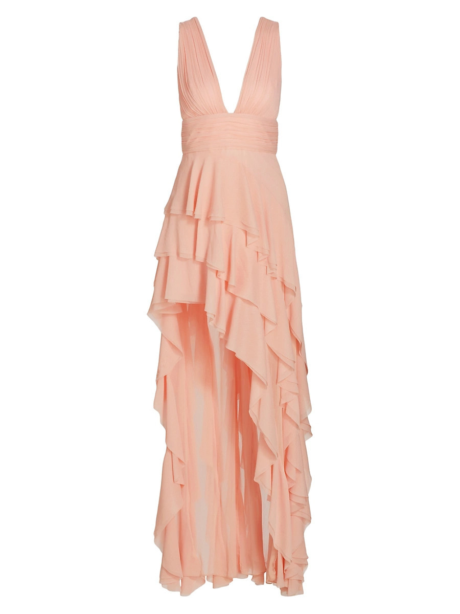 Women's Holly Tiered High-Low Maxi Dress - Pink Lace - Size 14 | Saks Fifth Avenue