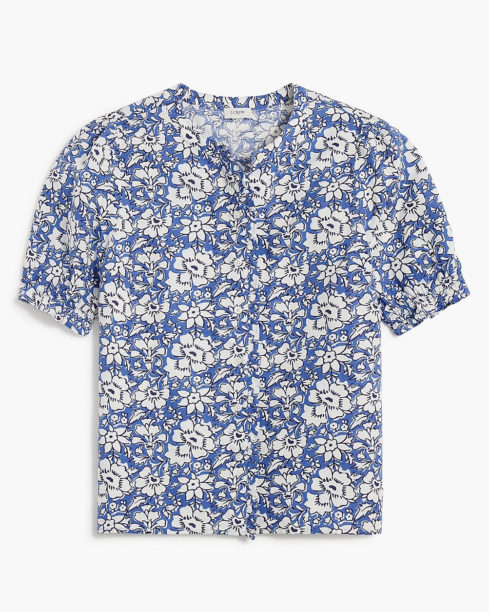 Linen-blend ruffle top with puff sleeves | J.Crew Factory