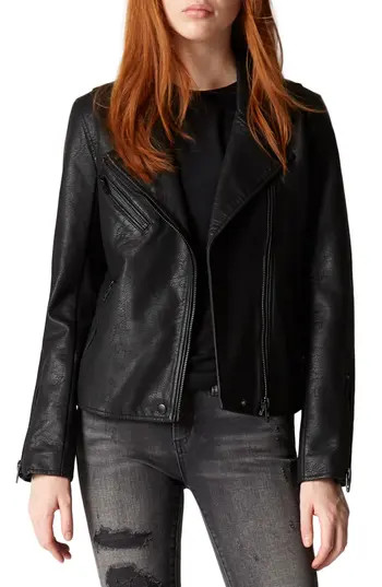 BLANKNYC Faux Leather Moto Jacket in Onyx at Nordstrom Rack, Size X-Small | Nordstrom Rack