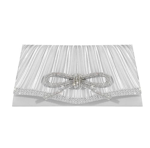 Trisapu Bow Evening Bag Sparkly Clutch Purses for Women Wedding Glitter Rhinestone Party Prom Purse Dressy Clutch Bags Silver | Amazon (US)