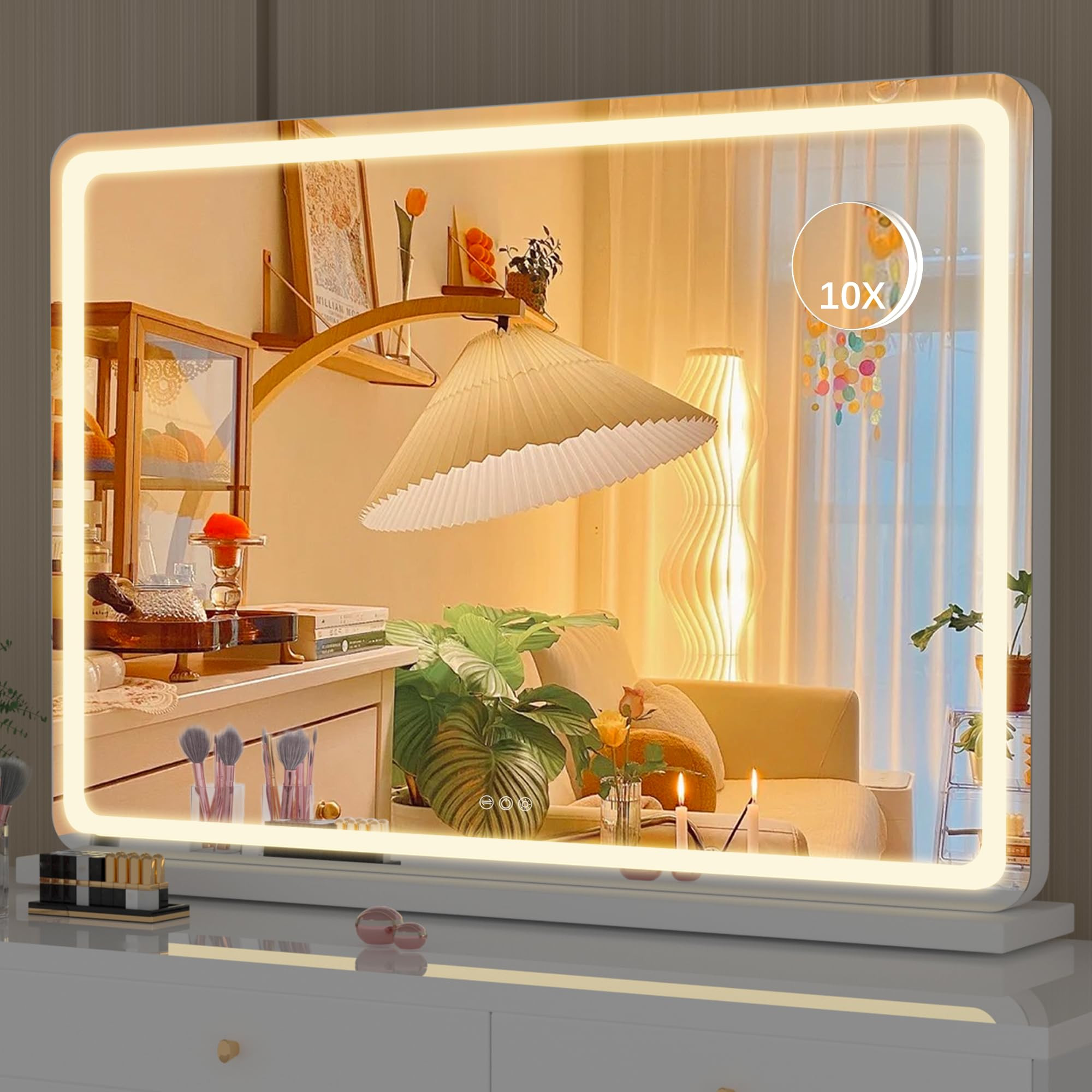 Amazon.com - Hasipu Vanity Mirror with Lights, 32" x 22" LED Makeup Mirror, Lighted Makeup Mirror... | Amazon (US)