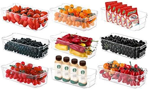 Refrigerator Organizer Bins, HERKKA 9 Pack Clear Plastic Food Storage Bin with Handle for Freezer... | Amazon (US)