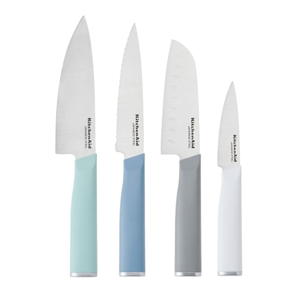 Kitchenaid Classic 4-Piece Chef Knife Set, Blue, Stainless Steel, sold by At Home | At Home