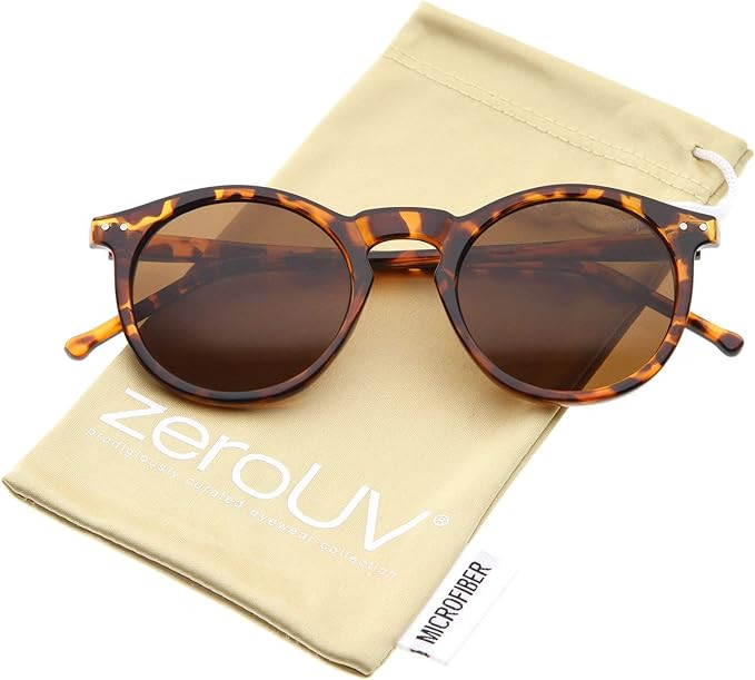 Retro Horn Rimmed Keyhole Nose Bridge P3 Round Sunglasses 49mm | Amazon (US)