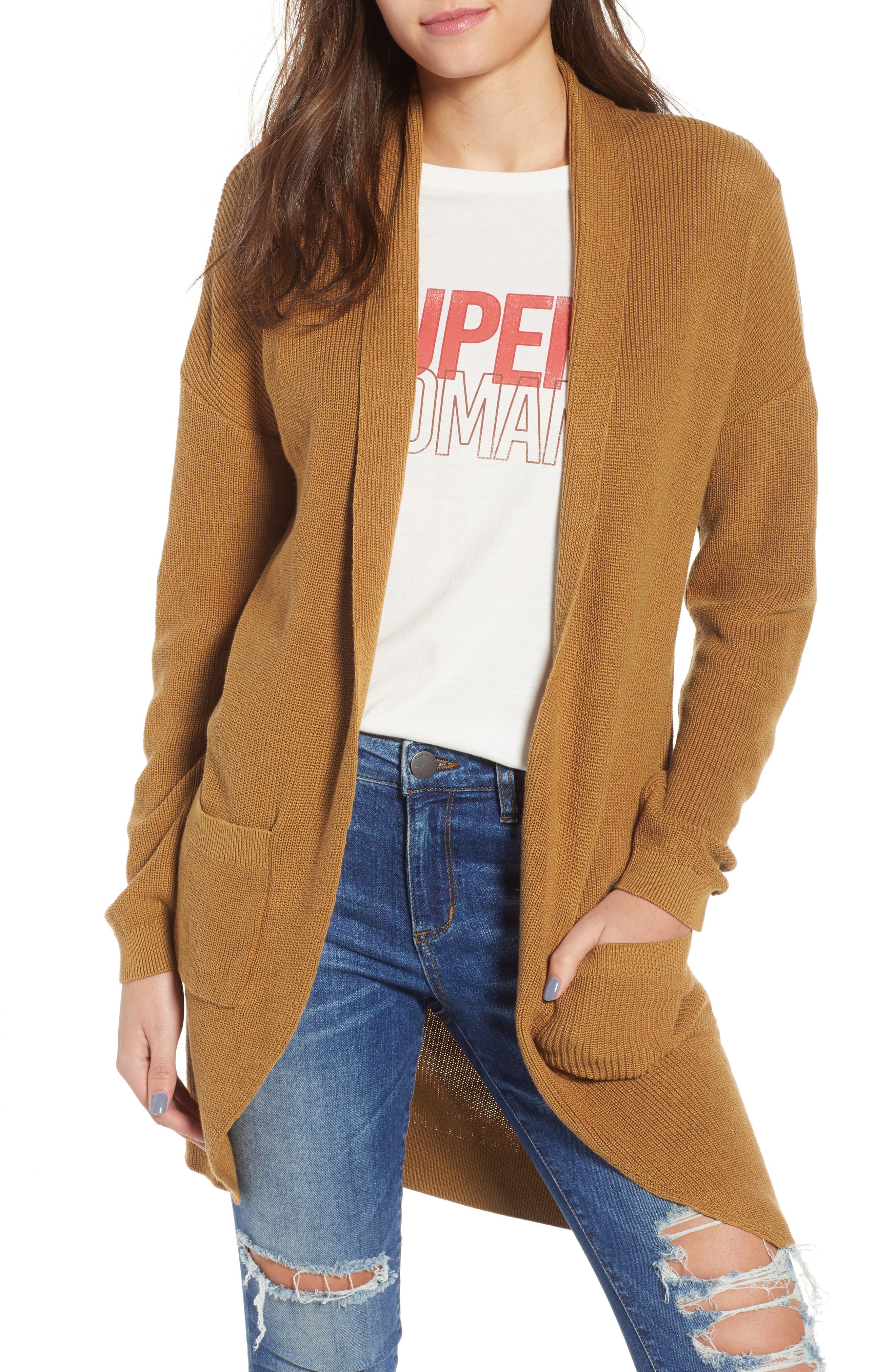 BP. Stitch Curve Hem Cardigan (Regular & Plus Size) | Nordstrom