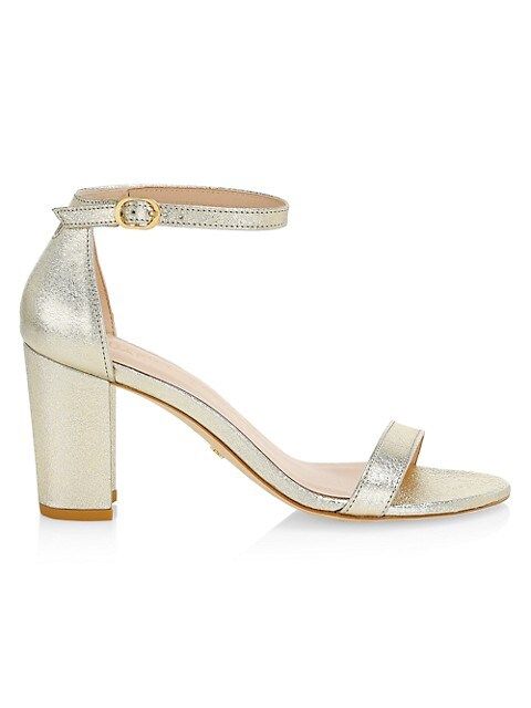 Nearlynude Block-Heel Metallic Leather Sandals | Saks Fifth Avenue