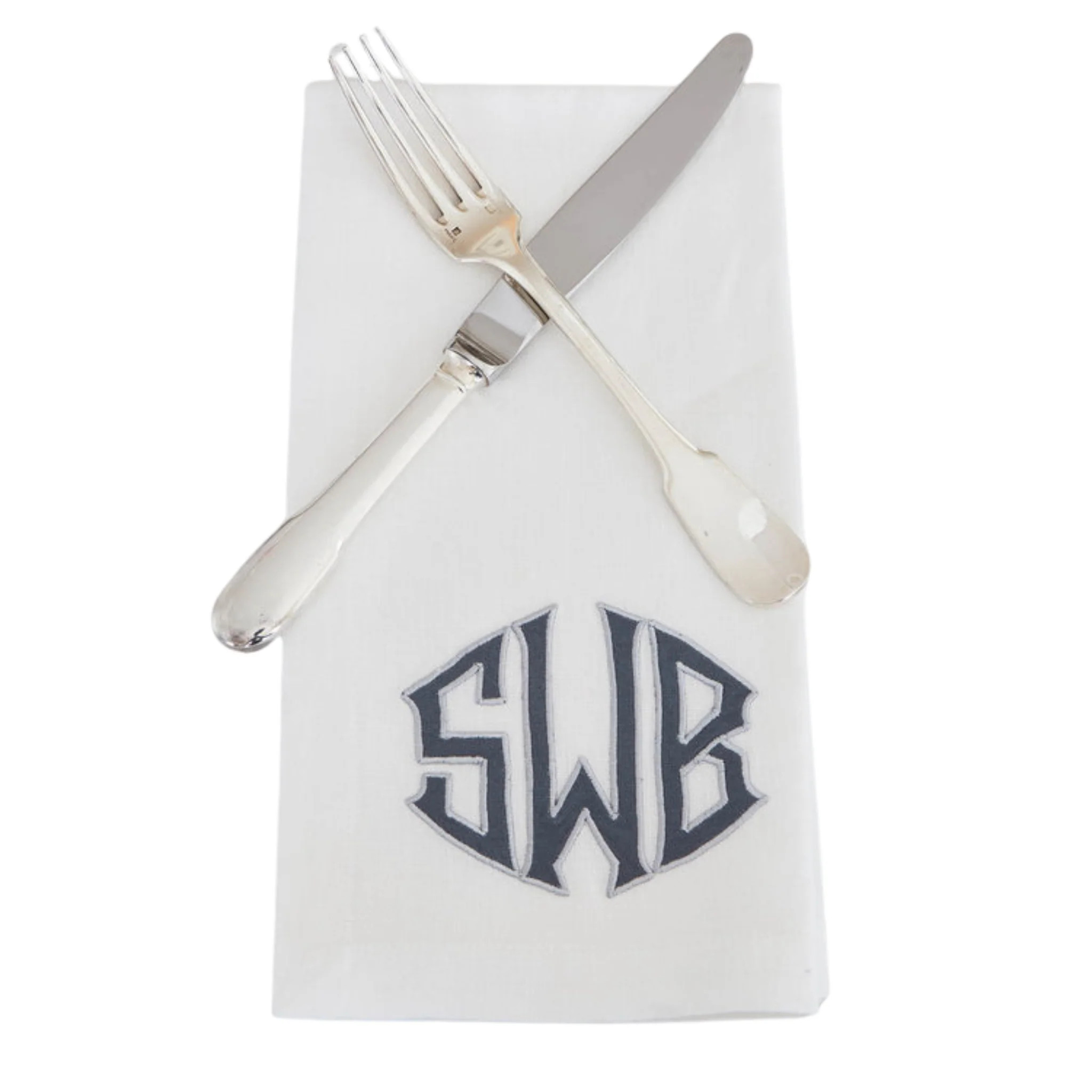 White Linen Dinner Napkin with Monogram | The Well Appointed House, LLC