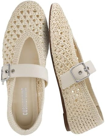 CUSHIONAIRE Gabby Woven Mary Jane Ballet Flats for Women, Comfortable Dressy Flat Shoes with Adju... | Amazon (US)