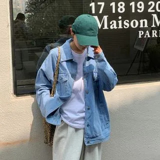 Oversized Denim Jacket Light Blue - One Size | YesStyle Global
