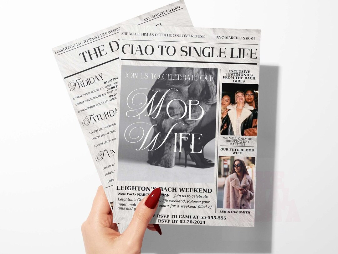 Mob Wife Bachelorette Party bachelorette Invitation Itinerary Editable Template Mobile Mob Wife A... | Etsy (US)