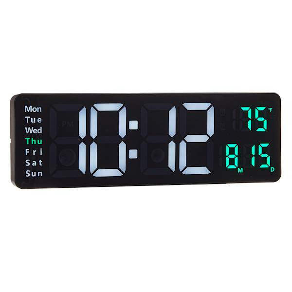 Black Led Digital Wall Clock, At Home, Plastic | At Home