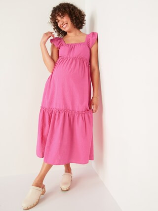 Maternity Seersucker Maxi Dress | Old Navy (US)