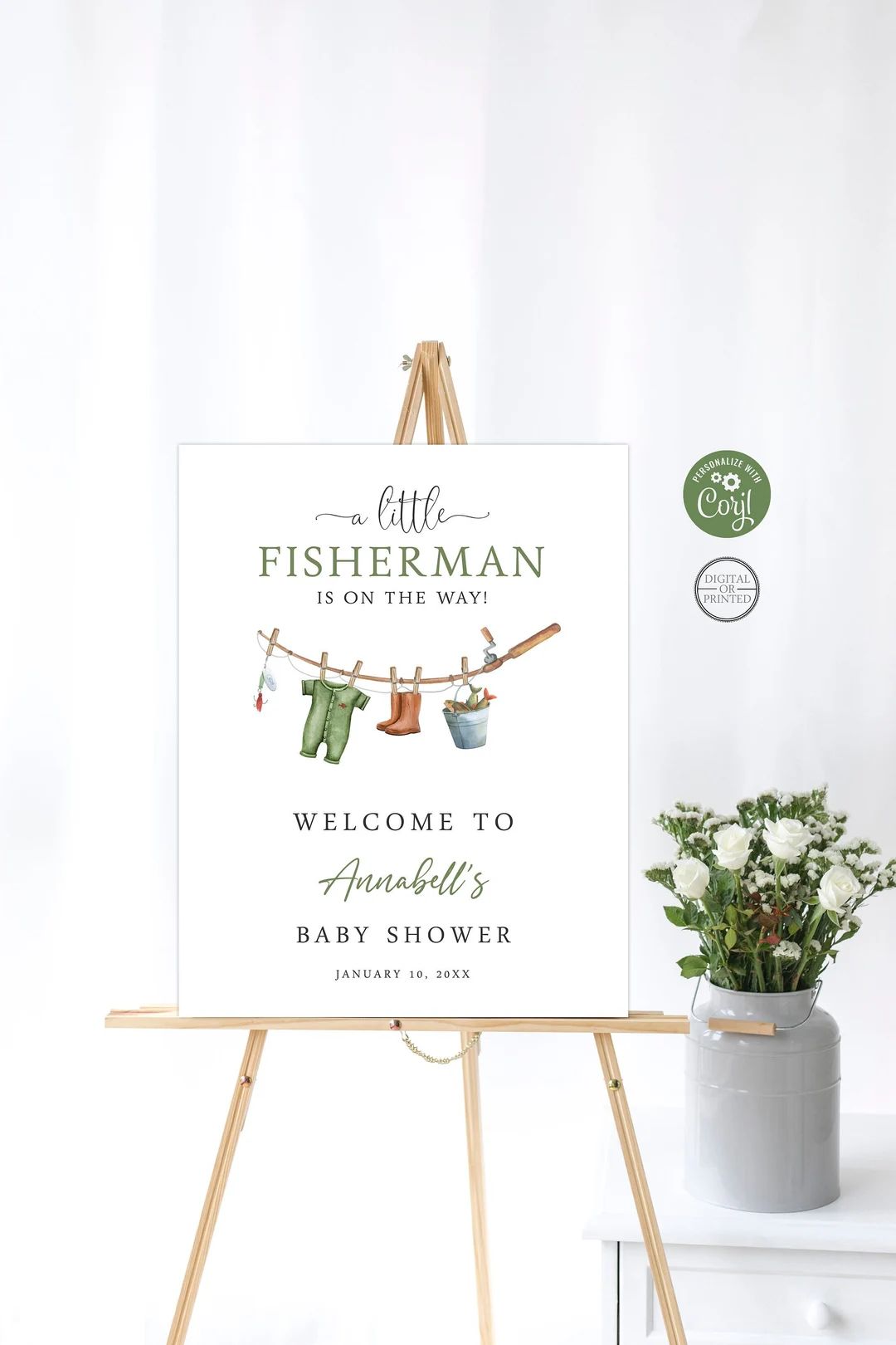 Fishing Baby Shower Welcome Sign Instant Editable Digital or - Etsy | Etsy (US)