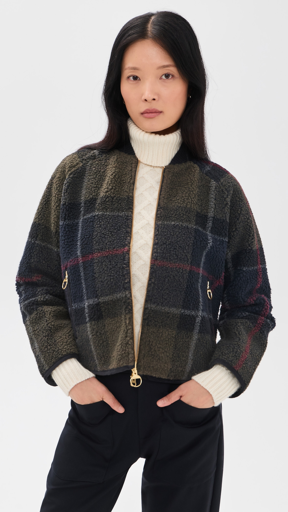 Barbour Kirklees Fleece Jacket Shadow Classic Tartan 2 | Shopbop