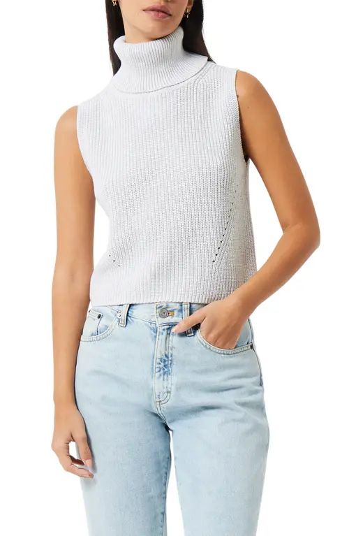 French Connection Ribbed Knit Sleeveless Turtleneck Sweater in Dove Grey at Nordstrom, Size Large | Nordstrom