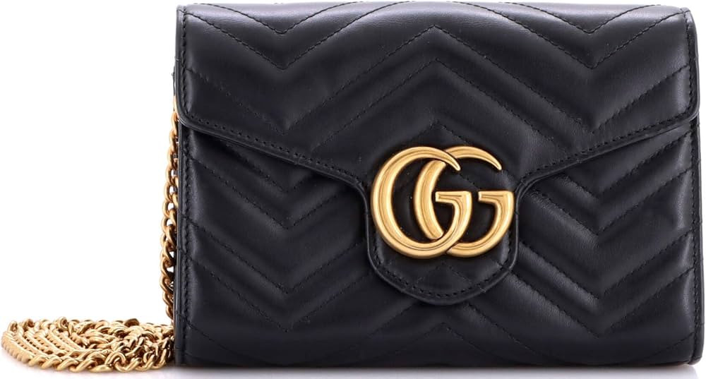 Amazon.com: Gucci, Pre-Loved GG Marmont Chain Wallet Matelasse Leather Mini, Black : Amazon Luxur... | Amazon (US)