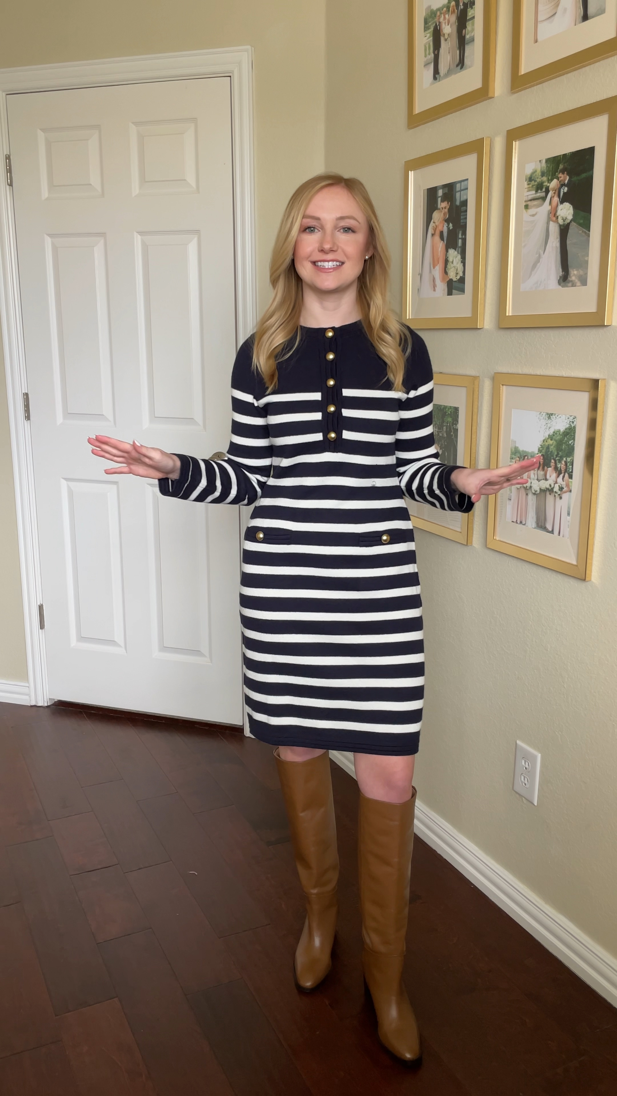 This is the perfect teacher dress! So comfy but so cute. Wearing an XS | striped dress, sweater dress, spring dress, long sleeve dress, teacher outfit 

#LTKFindsUnder50 #LTKSeasonal #LTKWorkwear