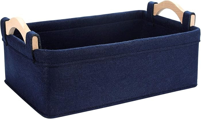 Amazon.com - Rectangle Storage Baskets Navy Blue Storage Baskets Soft Decorative Nursery Bins for... | Amazon (US)