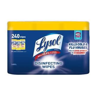 Lysol 80-Count Lemon and Lime Blossom Scent Disinfecting Wipes (3-Pack) | The Home Depot
