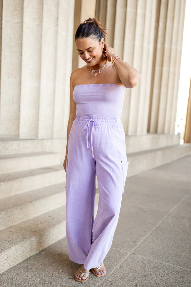 Kind Energy Purple Strapless Knit Jumpsuit | Pink Lily