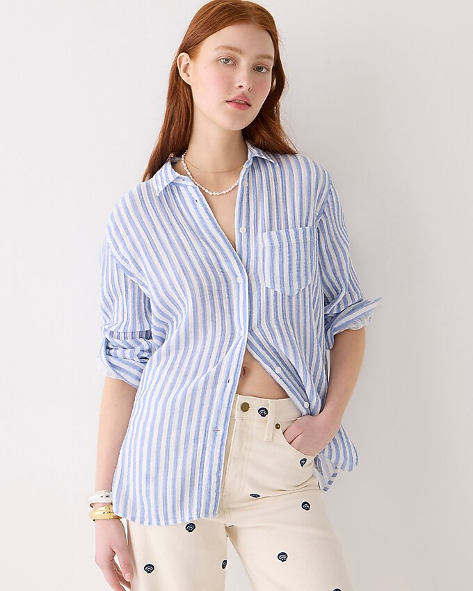 Classic-fit soft gauze shirt in stripe | J. Crew US