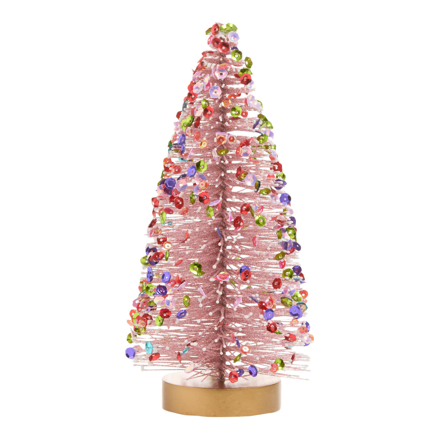 Medium Pink Glitzy Bottlebrush Tree Decor | World Market